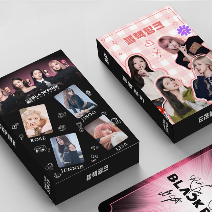 55pcs /box Hitam-Pink BPTG Photocards THE GAME Album JENNIE JISOO LISA ROSE Lomo Kartu Black Pink Kpop Postcards Collection Series