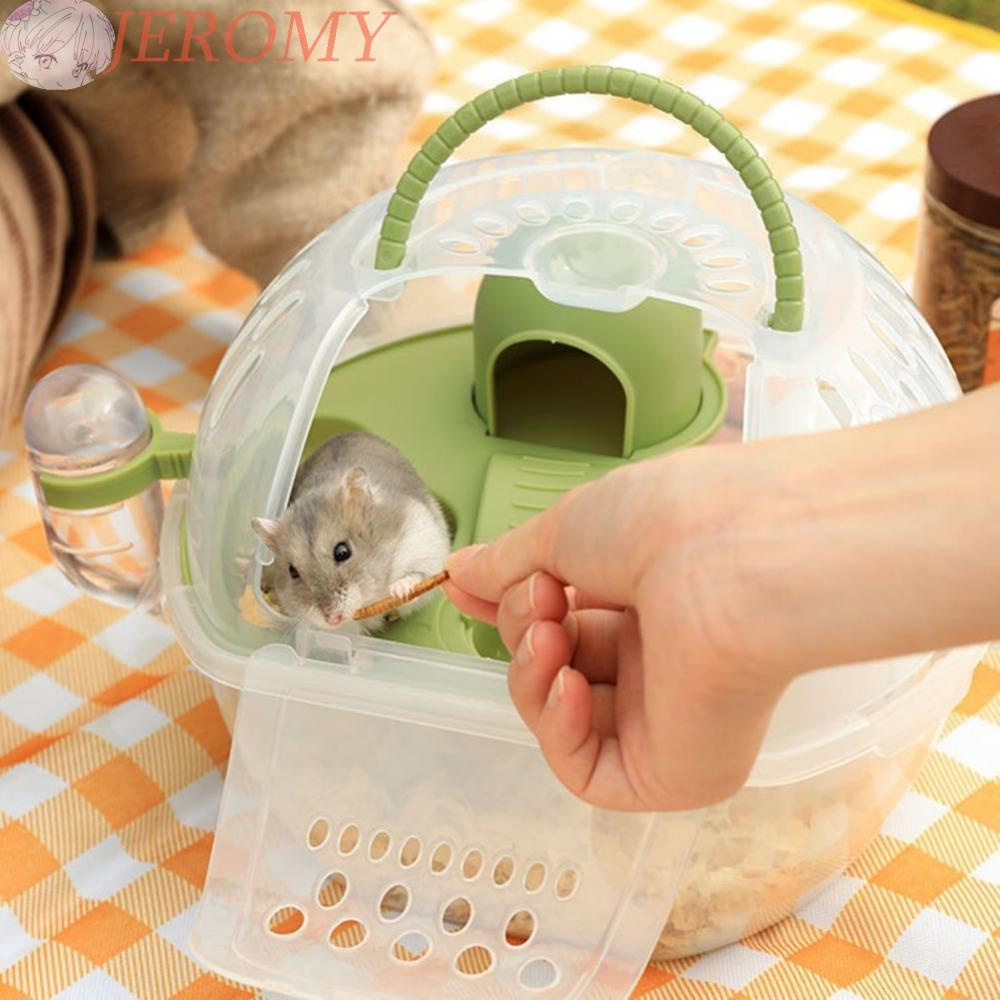 JEROMY Kandang Hamster Portable Awet Kecil Aksesoris Hewan Peliharaan Plastik Untuk Tikus Marmut Anti Lolos Hamster Carrier Box