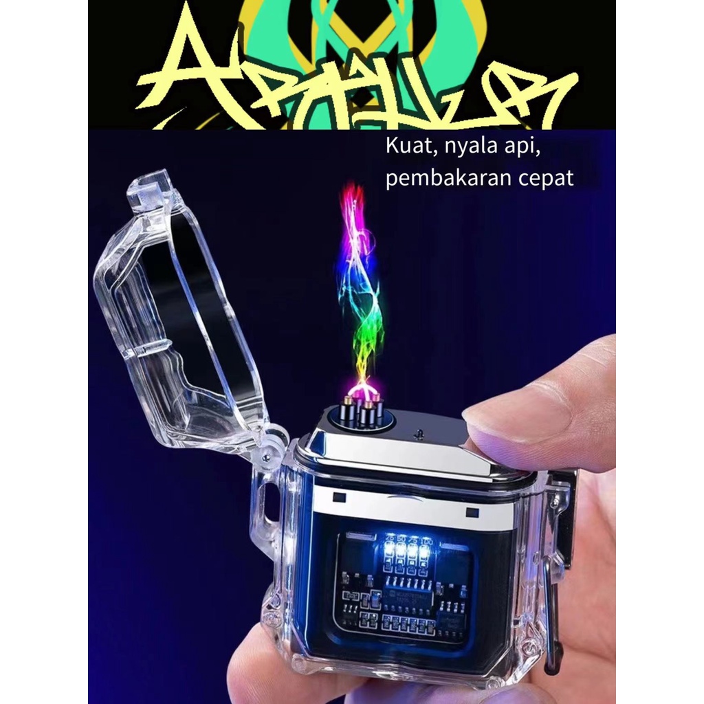ARTHUR Tahan Air Korek Api Elektrik Fingerprint Touch Sensor LED Display Transparan Shell Elektronik Lebih Ringan Outdoor Tahan Angin Tahan Air Pemantik Rokok