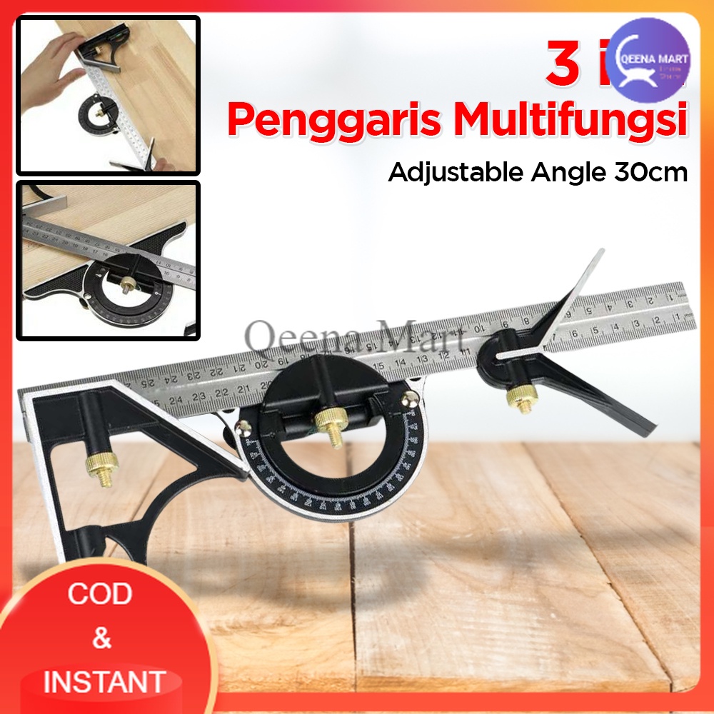 3 in 1 Penggaris Multifungsi Adjustable Angle 30cm - 991857