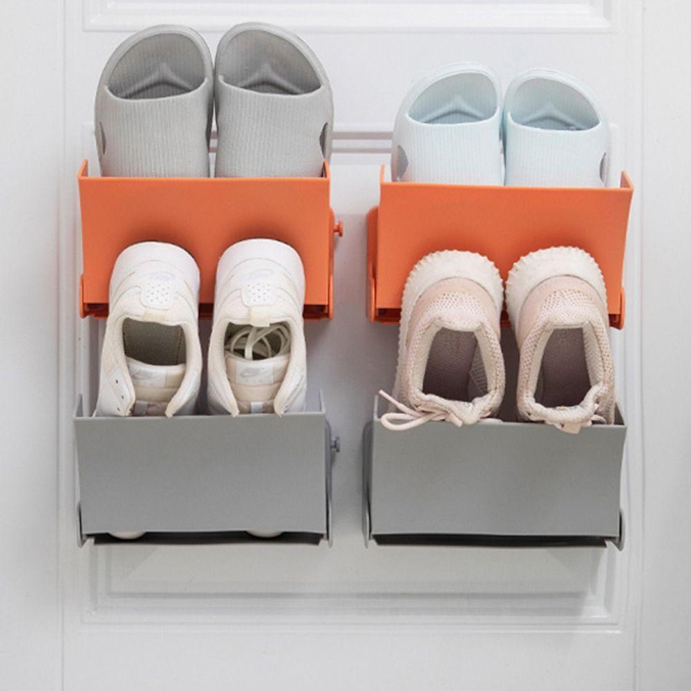 Rak Sepatu Tempel Dinding Yang Dapat Dilipat, Rak Sepatu Yang Dipasang Di Dinding Yang Dapat Dilipat, Rak Sandal Multifungsi Dua Lapis Tahan Air Bebas Pukulan Kamar Tidur