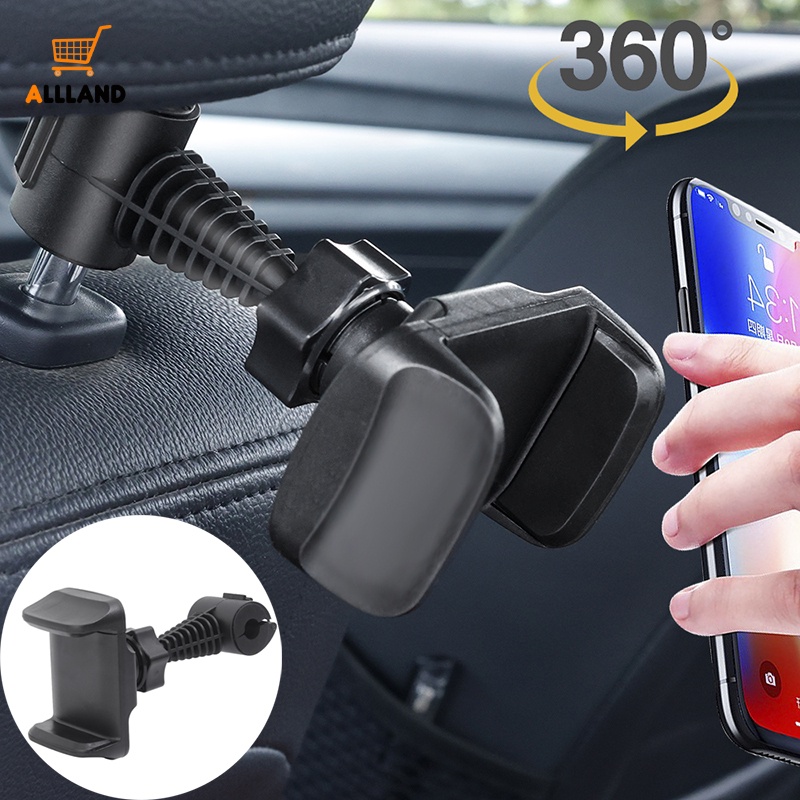 1pc Portable Car Headrest Mounted ABS Phone Fixed Bracket/ Dudukan Tablet Mobil Dapat Diputar 360derajat/ Holder Penyimpanan Smartphone Kendaraan Universal