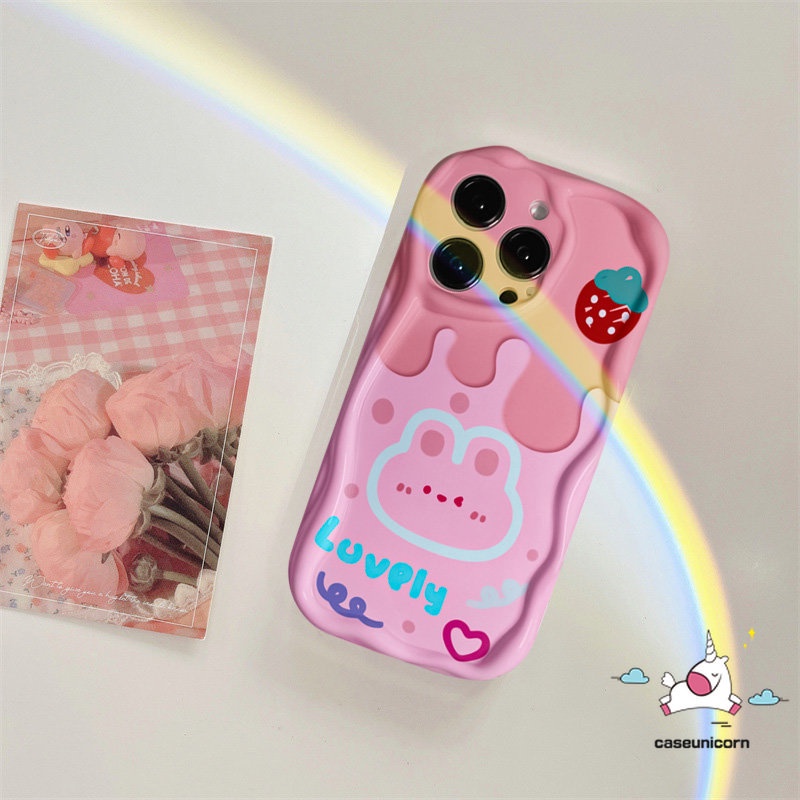 Cute Rabbit Bear Couple For Infinix Hot 30i 9 10Lite 8 Hot 12 10 8 30 20 11 9 Play Smart 7 6Plus 6 5 Note 12 4G 12 G96 Cartoon Doodle Cherry Ice Cream Soft 3D Wavy Curved Edge Case