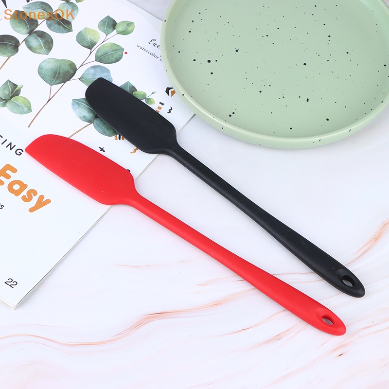 Stones 1Pc Spatula Silikon Gagang Panjang Tahan Panas Fleksibel Non-Stick Slim Spatula DIY Kue Krim Scraper Blender Baking Alat ID