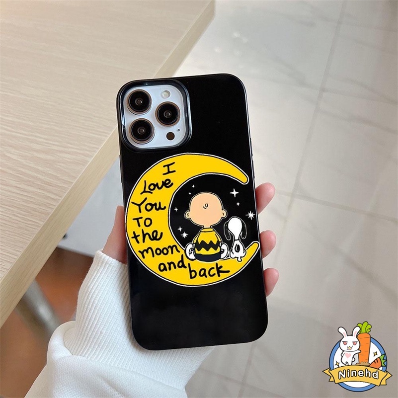 IPHONE Snoopy Kartun Fashion Phone Case Kompatibel Untuk Iphone14 13 12 11 Pro Max X Xr Xs Max 8 7 6 6s Plus SE 2020simple Shockproof Glossy Silikon Case Frame Pelindung Penutup Belakang