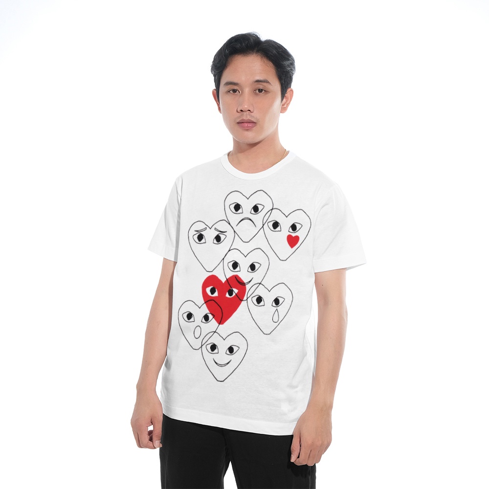 CDG Play Multiple Emoticon Hearts Logo T-Shirt