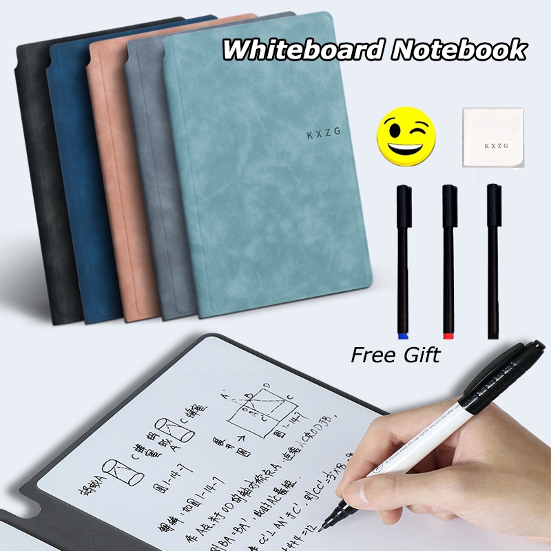 Papan Tulis Portabel Notebook Reusable A5 Dihapus Kulit MemoPad Kuda-Kuda Perlengkapan Kantor Sekolah