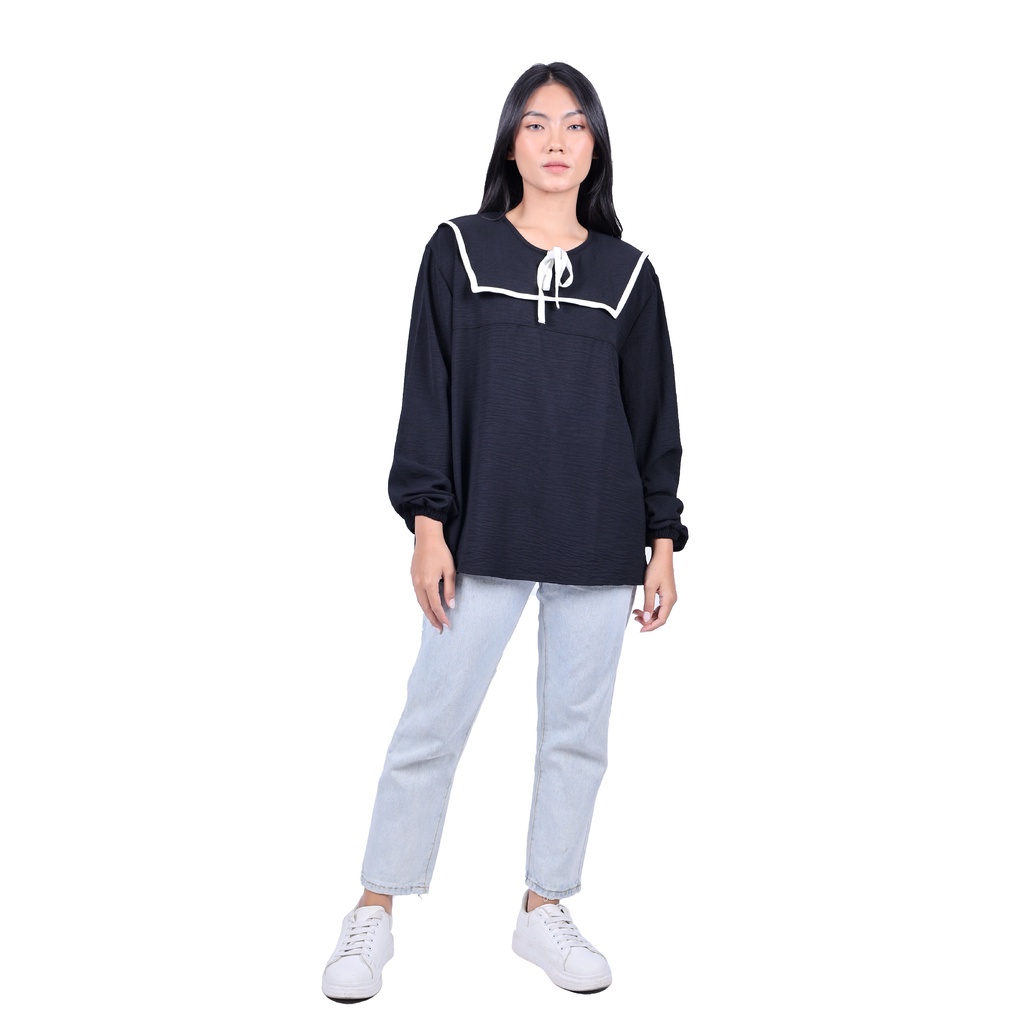 Ohya Kemeja Blouse Atasan Wanita Azure Black