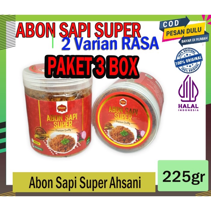 

(PAKET 3 BOX) Abon Sapi Super Lezat dan Gurih TERSEDIA 2 VARIAN-225gr