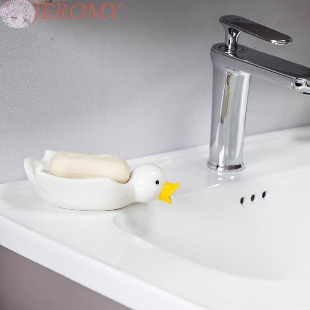 Ceramic Self Draining Soap Dish, Piring Sabun Pengering Sendiri Keramik, Nampan Lucu Bak Mandi Putih Anti Air