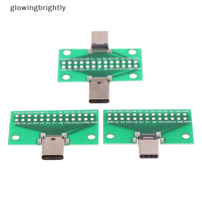 [glowingbrightly] 24 +2P USB 3.1 Type-C Male Female Test PCB Board Adapter Soket Konektor 2.54mm TFX