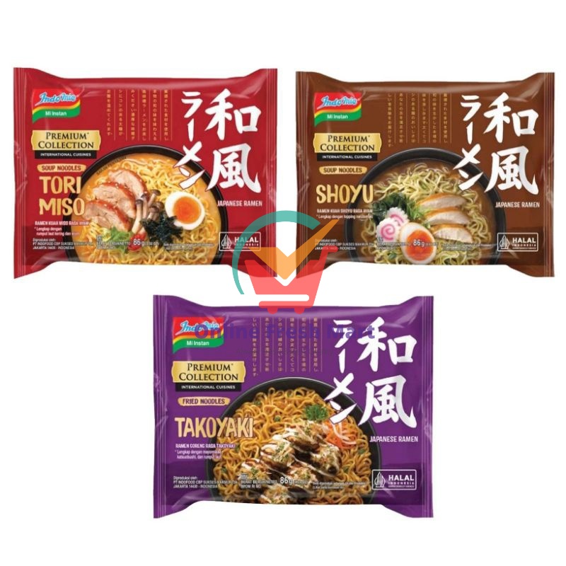 

indomie mie instant baru rasa jepang premium collection takoyaki shoyu tori miso - Online Fresh Mart Denpasar