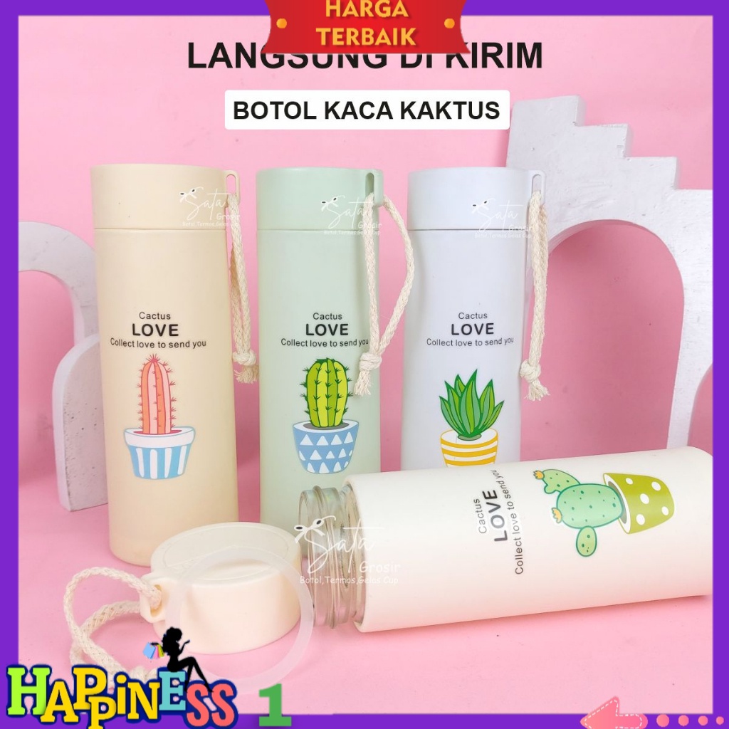 (MINIM 6pcs) BOTOL KACA KAKTUS / tumbler kaktus kaca termos / kaktus kaca souvenir botol / BOTOL KAK