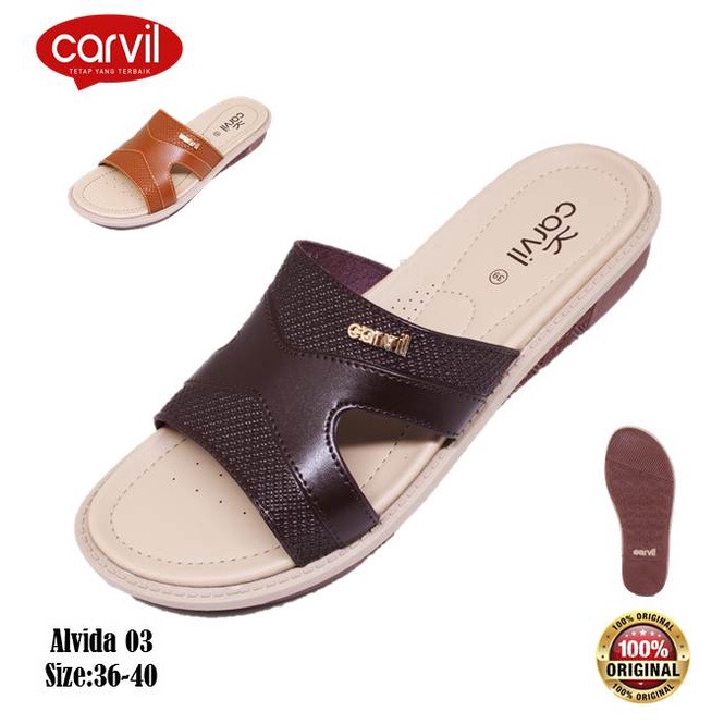 Carvil Sandal Wanita Dewasa Stone-Brown ALVIDA 03 Carvi