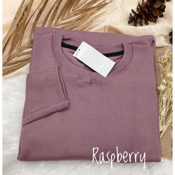 Promo - KAOS WANITA RIB/H&M PREMIUM/LENGAN PANJANG ALLSIZE-JUMBO PART II - Rasberry, allsize-jumbo -
