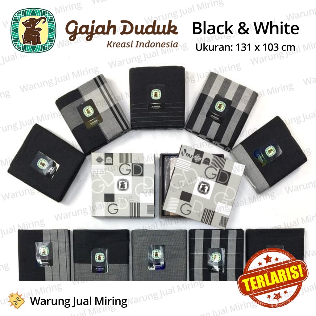 Sarung Gajah Duduk Black & White Bw Hitam Putih Cap Original Asli Dewasa Pria