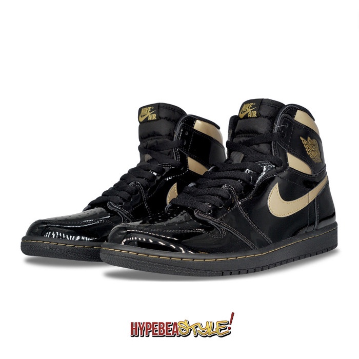 SEPATU NIKE AIR JORDAN 1 RETRO HIGH BLACK METALLIC GOLD 2020 ORIGINAL - 40