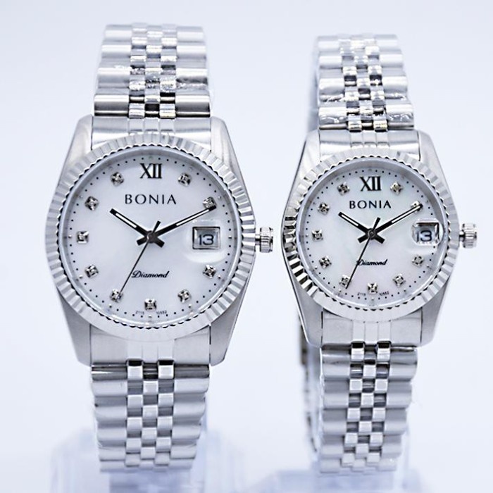 jam tangan couple bonia original - bonia bn10552 diamond - silver Vs