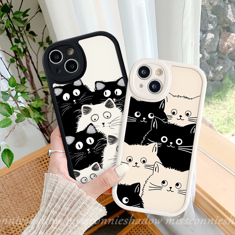 Couple Case Oppo A17 A78 A57 A15 A95 A12 A16 A5s A17K A7 A54 A16K A96 A58 A9 A5 A77s A74 A76 A55 A3S Reno5 8 5F 7 7Z A53 A31 A16E A92 A1K Kucing Kartun Lucu Imut Lembut Sarung Tpu