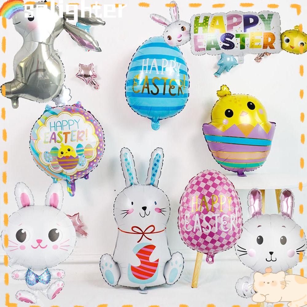 Solighter 5/10PCS Easter Foil Balon Baru Pernikahan Jungle Bunny Helium Ballon