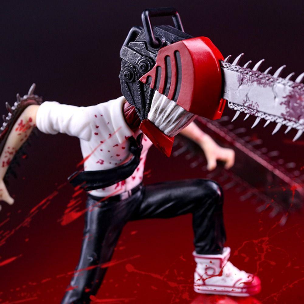 Mxbeauty Chainsaw Man Action Figure Dekorasi Mobil Gergaji Latex Helm Anime Peripheral Anime Kostum Props Halloween Aksesoris Denji Action Figure Chainsaw Man Model Mainan