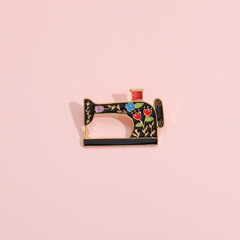 Vintage Mesin Jahit Enamel Pin Motif Bunga Bros Pakaian Kerah Brooch Badge Aksesoris Wanita Perhiasan Hadiah