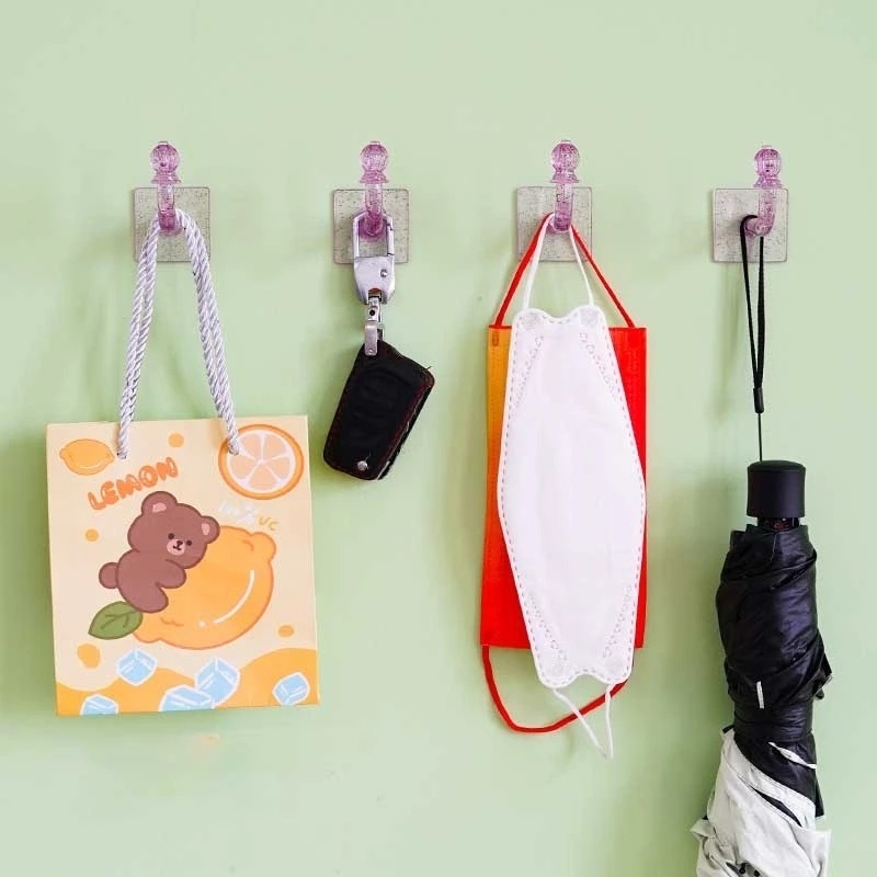 Transparan Kristal Self-adhesive Wall Hooks/Rak Penyimpanan Hiasan Dinding Tanpa Jejak Akrilik Serbaguna Headwear Holder