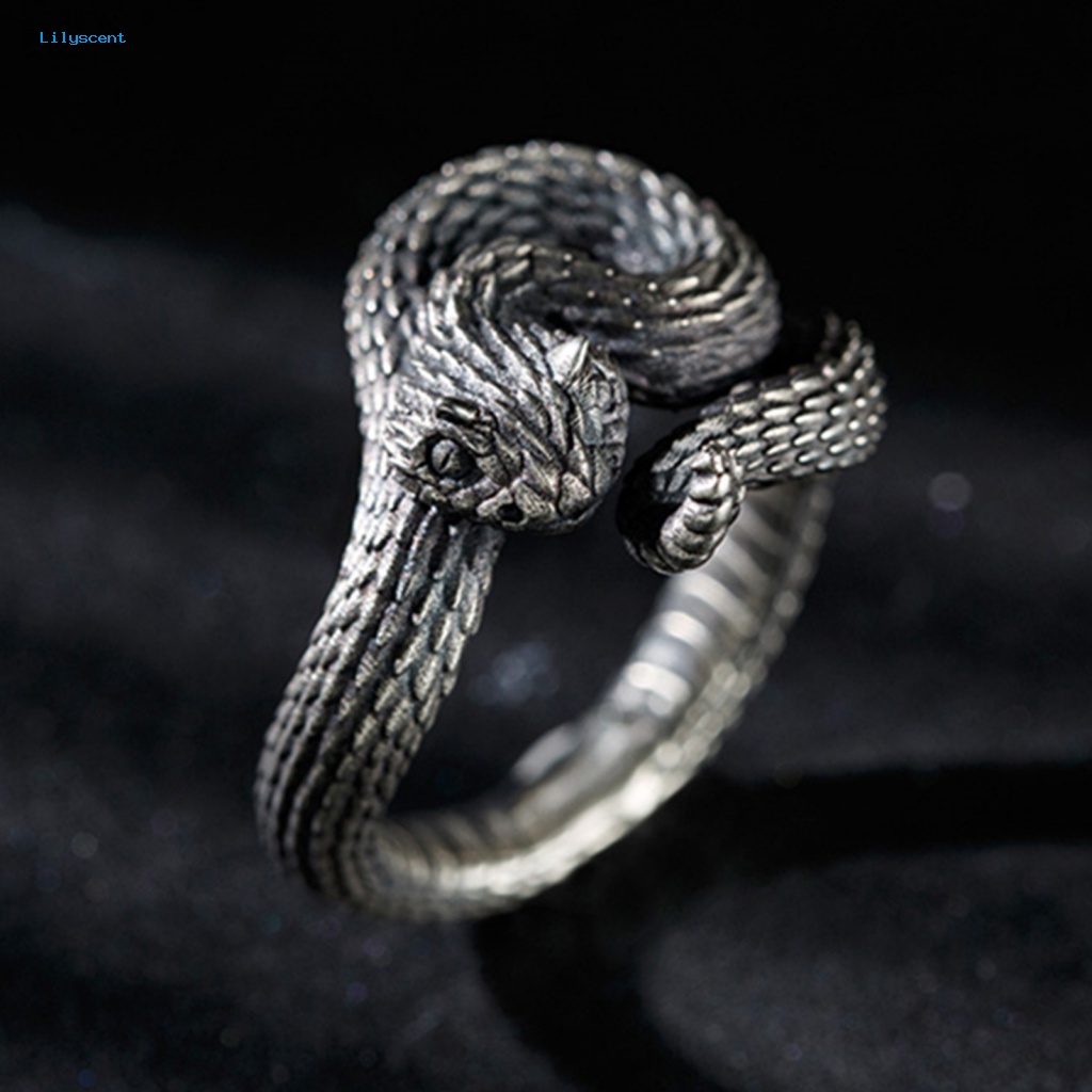 Cincin Pembuka Bahan Alloy Lilyscent Untuk Pesta Cocktail Punk Bentuk Ular Wrap Ring Hip Hop