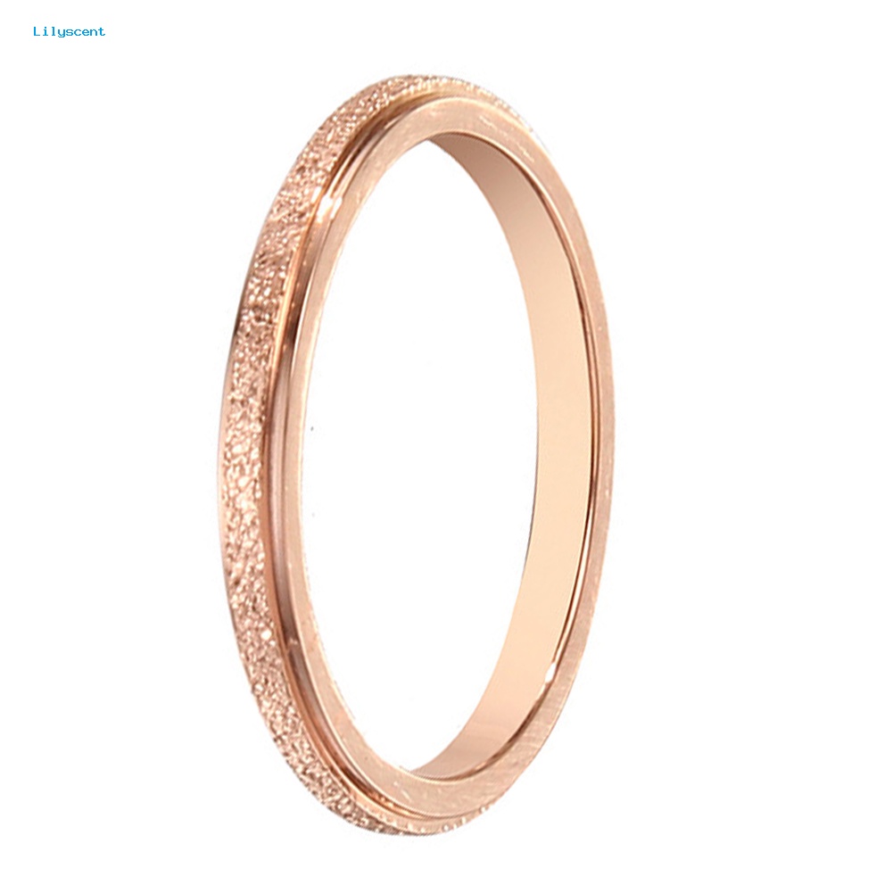 Lilyscent Pria Wanita Frosted Baja Titanium Band Jari Cincin Pernikahan Lamaran Perhiasan Hadiah