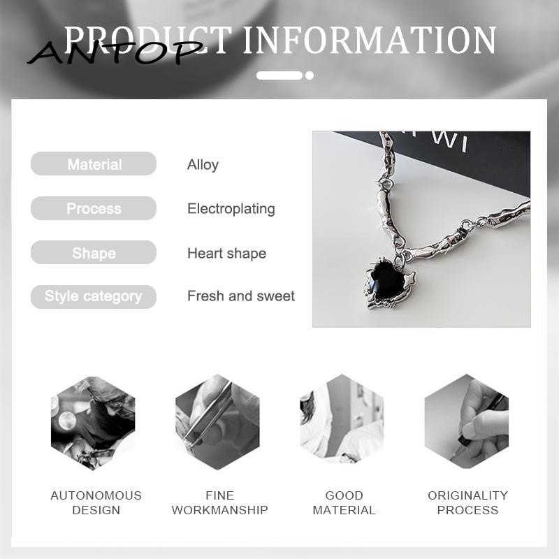 [Antopgrosir Manis Keren Kerah Rantai Ringan Mewah Premium Fashion Black Love Hip Hop Necklace