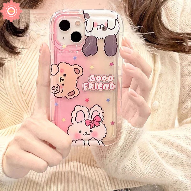 Cute Cartoon Good Friend Case For Redmi Note 11 10 8 11s 10s 9 Redmi 12C 9 10C A1 9T 9C NFC 10 10A 9A POCO F4 Lovely Rabbit Bear Soft TPU Shockproof Airbag Cover