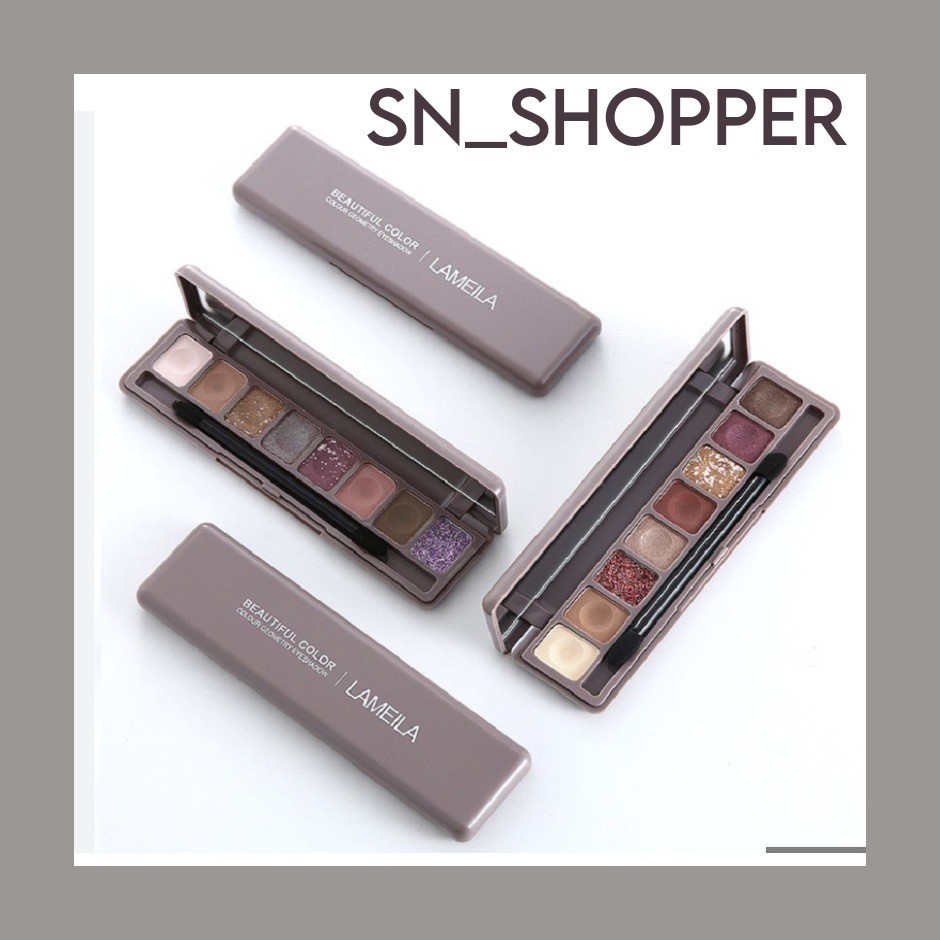 Lameila 3600 Eyeshadow BEAUTIFUL GEOMETRY Palette 9 Warna Matte and Glitter DJ