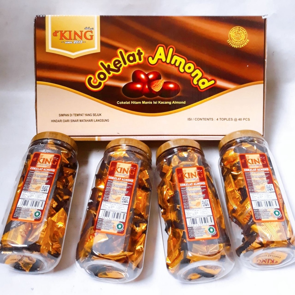 

D'King Bonibol Coklat Almond Kemasan 4 Toples ( Dus ) -Coklat Lebaran - Coklat Almond -