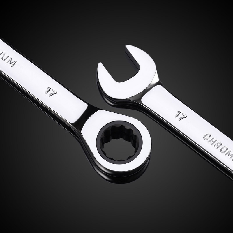 YGRETTE - Kunci Ring Pas Ratchet 2in1 Bolak Balik Double Open End Wrench 8-19MM