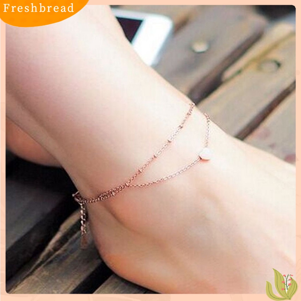 &lt; Freshbread &gt; Wanita Double Layer Charming Love Heart Adjustable Anklet Perhiasan Aksesori