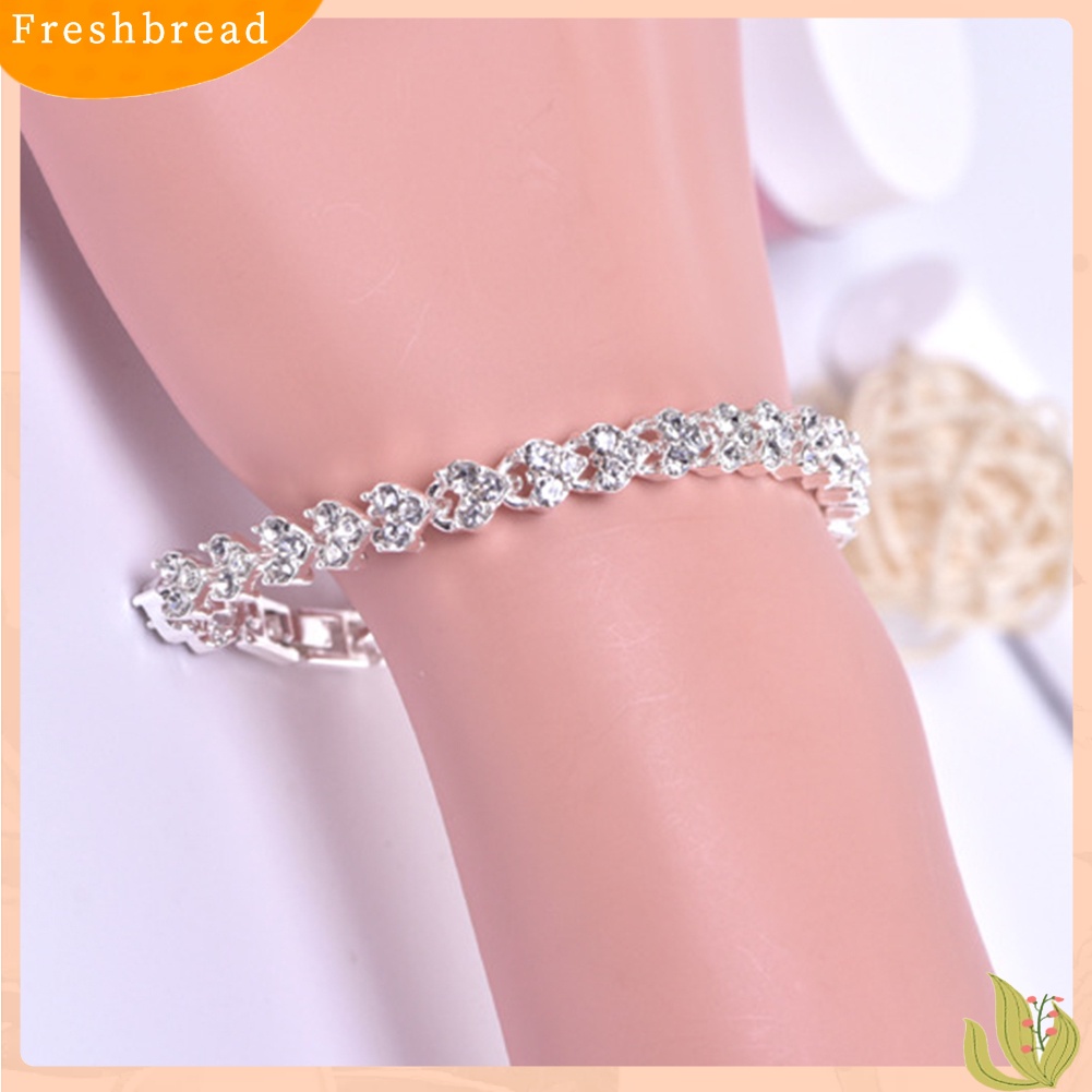 &lt; Freshbread &gt; Gelang Wanita Hias Berlian Imitasi Berkilau Bangle Adjustable Untuk Ulang Tahun Pesta