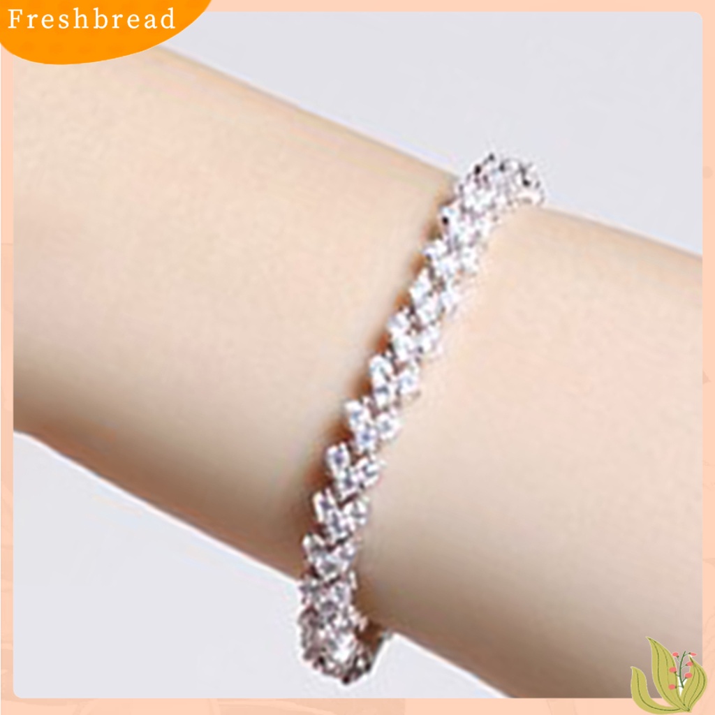 &lt; Freshbread &gt; Wanita Gelang Hati Kristal Imitasi Fashion Mengkilap Semua Pertandingan Bangle Gadis Hadiah