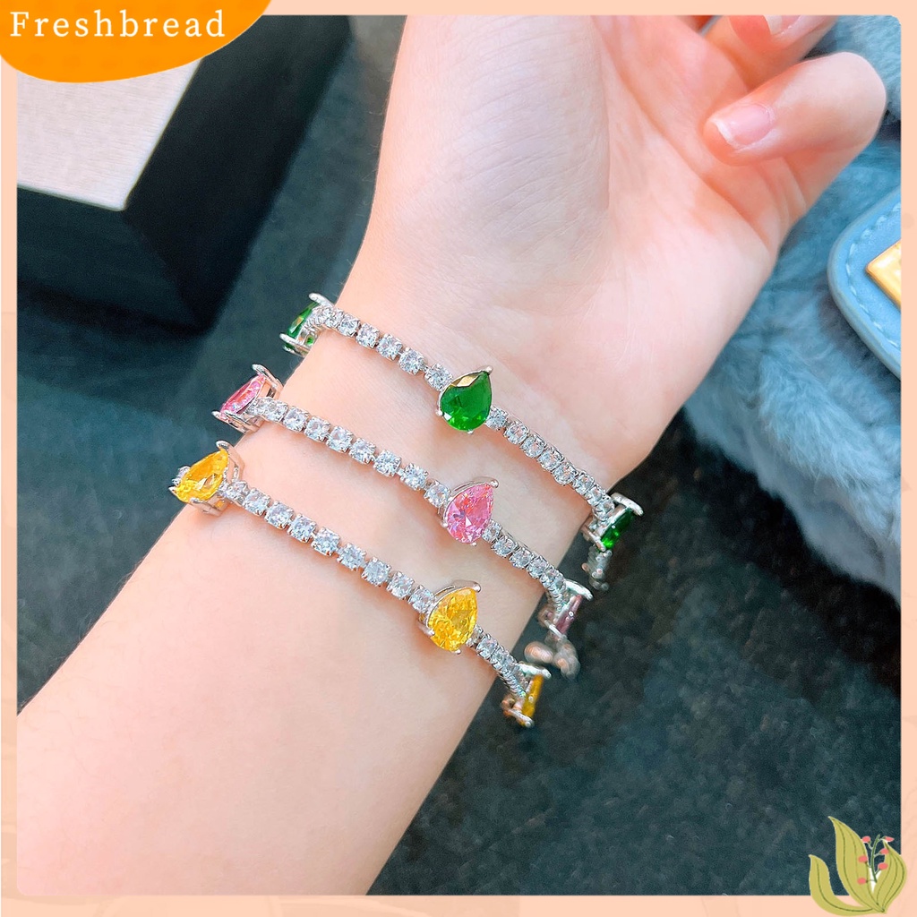 &lt; Freshbread &gt; Gelang Pengantin Yang Dapat Disesuaikan Mulia Dengan Rantai Ekstensi Tetesan Air Cubic Zirconia Charm Bracelet Fine Jewelry