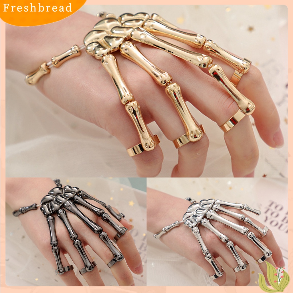 &lt; Freshbread &gt; Gelang Tangan Tangan Tengkorak Elastisitas Alloy Gothic Skeleton Halloween Cincin Bracelet Untuk Klub Malam
