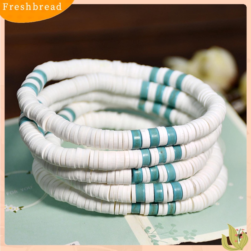 &lt; Freshbread &gt; Gelang Manik-Manik Indah Elastis Polymer Clay Boho Imitasi Turquoise Pesona Gelang Perhiasan Aksesoris