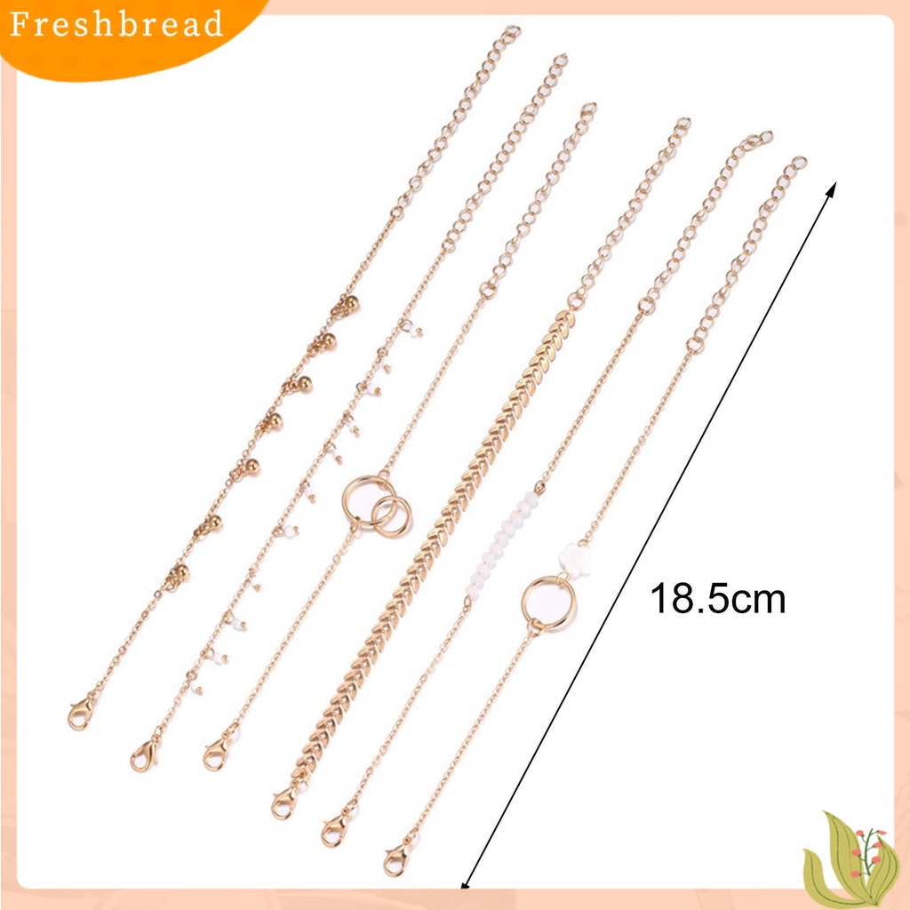 &lt; Freshbread &gt; 6Pcs Gelang Wanita Stackable Circle Jewelry Adjustable Bright Luster Bracelets Untuk Pesta