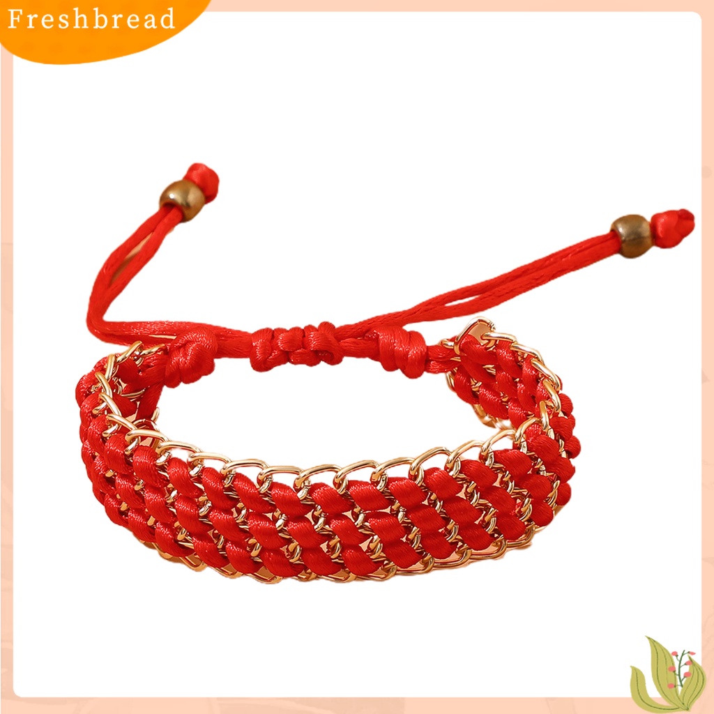 &lt; Freshbread &gt; Gelang Fashion Desain Kepang Geometris Artistik Merah Gelang Pasangan Untuk Dekorasi