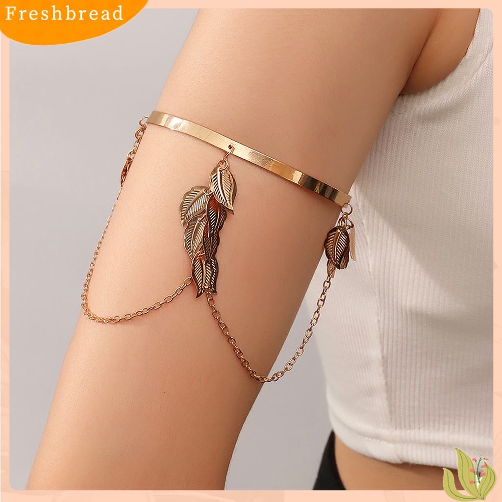 &lt; Freshbread &gt; Opening Adjustable Thin Arm Bangle Bohemian Daun Pesona Gelang Lengan Atas Aksesoris Fashion