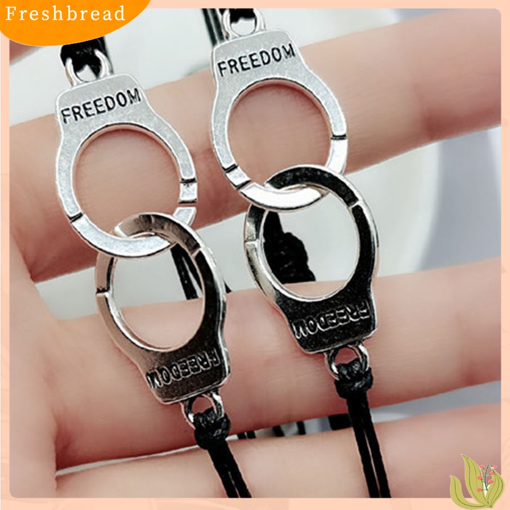 &lt; Freshbread &gt; 2Pcs Gelang Couple Unisex Ramah Kulit Alloy Handcuff Freedom Adjustable Charm Gelang Persahabatan Untuk Hadiah