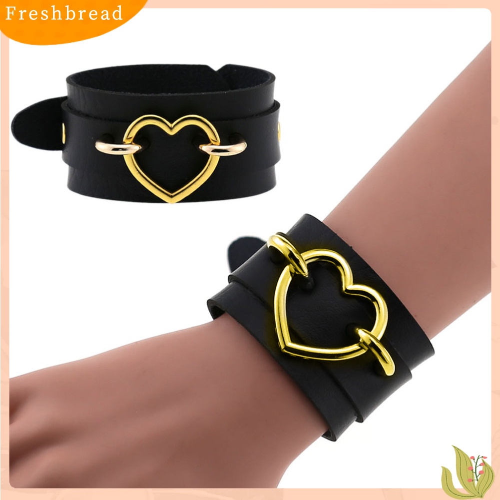 &lt; Freshbread &gt; Punk Wanita Jantung Cincin Double Layer Kulit Imitasi Gelang Bangle Perhiasan Hadiah