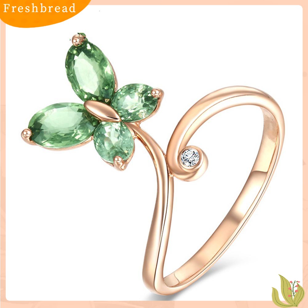 &lt; Freshbread &gt; Elegan Pernikahan Wanita Kupu-Kupu Marquise Cut Berlian Imitasi Jari Cincin Perhiasan Hadiah