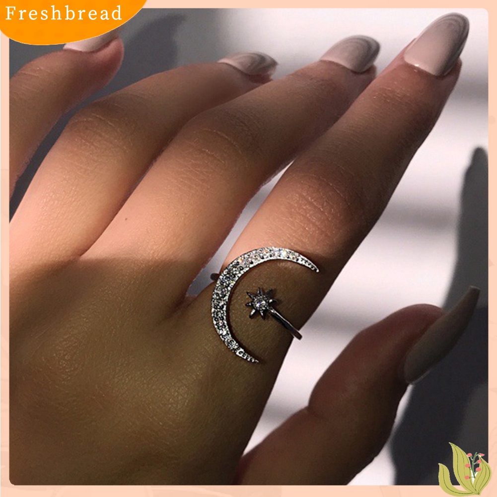 &lt; Freshbread &gt; Fashion Berlian Imitasi Hias Sabit Bentuk Bintang Pembukaan Jari Cincin Perhiasan Hadiah