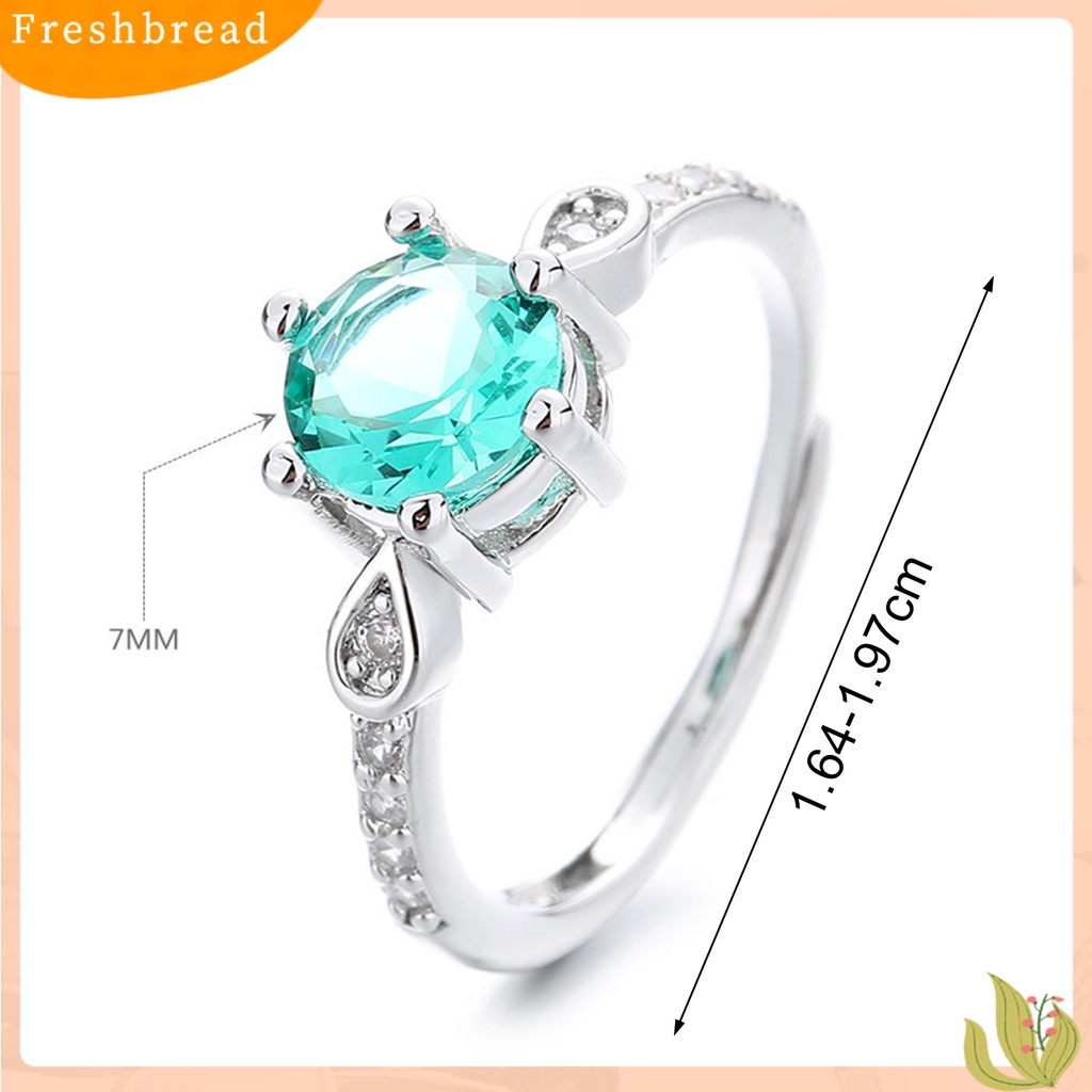 &lt; Freshbread &gt; Wanita Cincin Tetesan Air Enam Cakar Shiny Cubic Zirconia Sparkling Adjustable Opening Dress Up Hadiah Faux Gemstone Finger Ring Wedding Band Perhiasan Aksesori Fashion