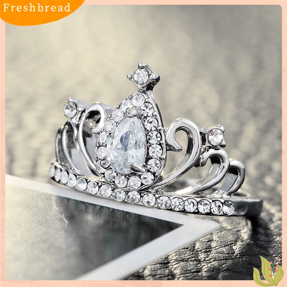 &lt; Freshbread &gt; Bentuk Tetesan Air Berlian Imitasi Mahkota Jari Cincin Perhiasan Pengantin Wanita Hadiah Mewah