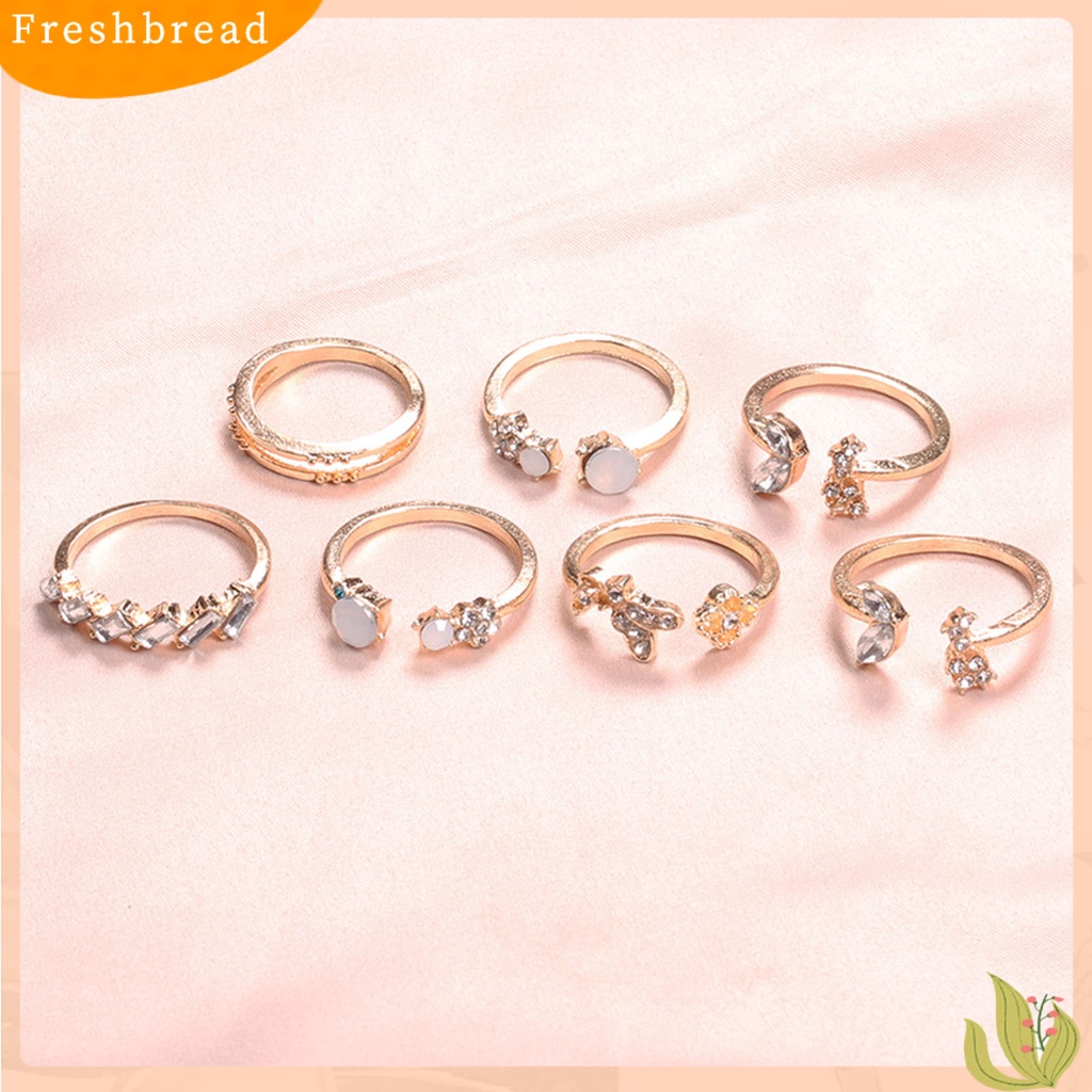 &lt; Freshbread &gt; 7 Pcs Knuckle Rings Butterfly Bunga Berlian Imitasi Wanita Indah Berkilau Rings Rings Perhiasan Aksesoris